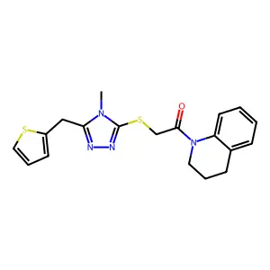 1-(3,4-dihydro-2H-quinolin-1-yl)-2-[[4-methyl-5-(thiophen-2-ylmethyl)-1,2,4-triazol-3-yl]sulfanyl]ethanone structure