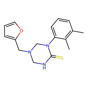 1-(2,3-dimethylphenyl)-5-(furan-2-ylmethyl)-1,3,5-triazinane-2-thione structure