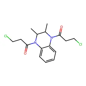 1,1'-(2,3-dimethyl-2,3-dihydroquinoxaline-1,4-diyl)bis(3-chloropropan-1-one) structure