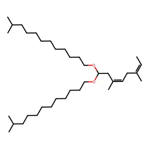 1-[3,6-dimethyl-1-(11-methyldodecoxy)octa-3,6-dienoxy]-11-methyldodecane structure