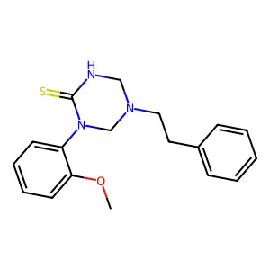 1-(2-methoxyphenyl)-5-(2-phenylethyl)-1,3,5-triazinane-2-thione structure