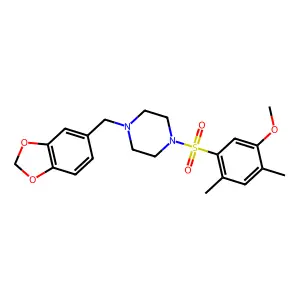1-(1,3-benzodioxol-5-ylmethyl)-4-(5-methoxy-2,4-dimethylphenyl)sulfonylpiperazine structure