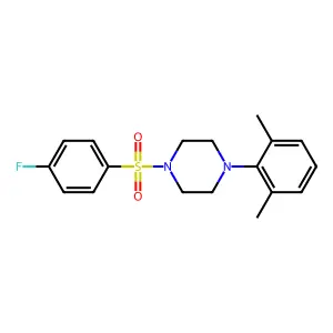 1-(2,6-dimethylphenyl)-4-[(4-fluorophenyl)sulfonyl]piperazine structure