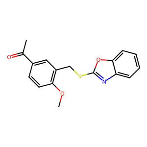 1-[3-(1,3-benzoxazol-2-ylsulfanylmethyl)-4-methoxyphenyl]ethanone structure