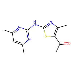 1-[2-[(4,6-dimethylpyrimidin-2-yl)amino]-4-methyl-1,3-thiazol-5-yl]ethanone structure