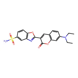 2-[7-(diethylamino)-2-oxochromen-3-yl]-1,3-benzoxazole-5-sulfonamide structure