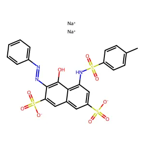 disodium4-hydroxy-5-[(4-methylphenyl)sulfonylamino]-3-phenyldiazenylnaphthalene-2,7-disulfonate structure
