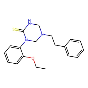 1-(2-ethoxyphenyl)-5-(2-phenylethyl)-1,3,5-triazinane-2-thione structure