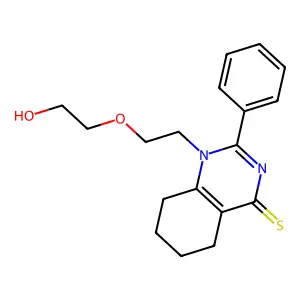 1-[2-(2-hydroxyethoxy)ethyl]-2-phenyl-5,6,7,8-tetrahydroquinazoline-4-thione structure