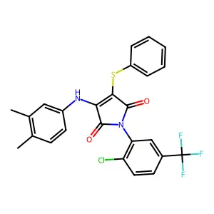 1-[2-chloro-5-(trifluoromethyl)phenyl]-3-(3,4-dimethylanilino)-4-phenylsulfanylpyrrole-2,5-dione structure