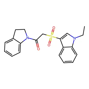 1-(2,3-dihydroindol-1-yl)-2-(1-ethylindol-3-yl)sulfonylethanone structure
