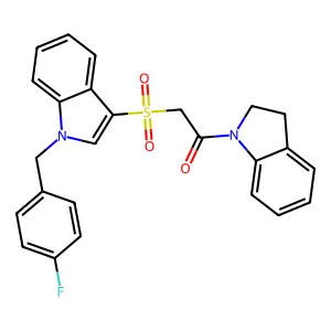 1-(2,3-dihydroindol-1-yl)-2-[1-[(4-fluorophenyl)methyl]indol-3-yl]sulfonylethanone structure