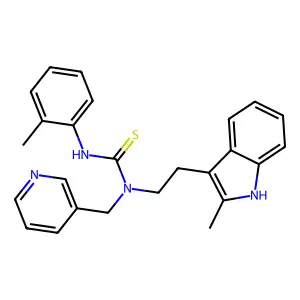 1-[2-(2-methyl-1H-indol-3-yl)ethyl]-3-(2-methylphenyl)-1-(pyridin-3-ylmethyl)thiourea structure