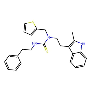 1-(2-(2-methyl-1H-indol-3-yl)ethyl)-3-phenethyl-1-(thiophen-2-ylmethyl)thiourea structure