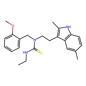 1-[2-(2,5-dimethyl-1H-indol-3-yl)ethyl]-3-ethyl-1-[(2-methoxyphenyl)methyl]thiourea structure