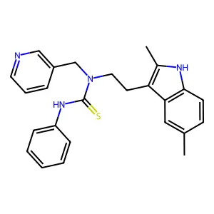 1-[2-(2,5-dimethyl-1H-indol-3-yl)ethyl]-3-phenyl-1-(pyridin-3-ylmethyl)thiourea structure