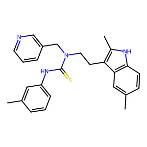 1-[2-(2,5-dimethyl-1H-indol-3-yl)ethyl]-3-(3-methylphenyl)-1-(pyridin-3-ylmethyl)thiourea structure