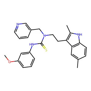 1-[2-(2,5-dimethyl-1H-indol-3-yl)ethyl]-3-(3-methoxyphenyl)-1-(pyridin-3-ylmethyl)thiourea structure