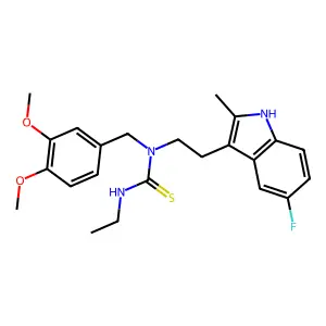 1-[(3,4-dimethoxyphenyl)methyl]-3-ethyl-1-[2-(5-fluoro-2-methyl-1H-indol-3-yl)ethyl]thiourea structure