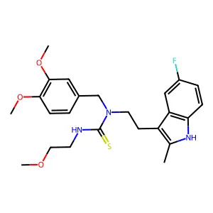 1-[(3,4-dimethoxyphenyl)methyl]-1-[2-(5-fluoro-2-methyl-1H-indol-3-yl)ethyl]-3-(2-methoxyethyl)thiourea structure
