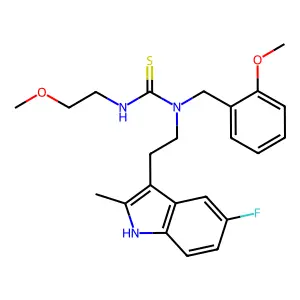 1-(2-(5-fluoro-2-methyl-1H-indol-3-yl)ethyl)-1-(2-methoxybenzyl)-3-(2-methoxyethyl)thiourea structure