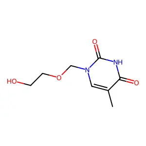 1-(2-hydroxyethoxymethyl)-5-methylpyrimidine-2,4-dione structure