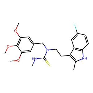 1-[2-(5-fluoro-2-methyl-1H-indol-3-yl)ethyl]-3-methyl-1-[(3,4,5-trimethoxyphenyl)methyl]thiourea structure