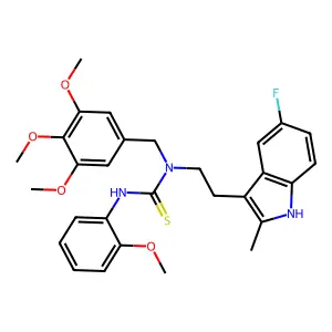 1-[2-(5-fluoro-2-methyl-1H-indol-3-yl)ethyl]-3-(2-methoxyphenyl)-1-[(3,4,5-trimethoxyphenyl)methyl]thiourea structure