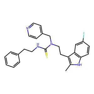 1-[2-(5-fluoro-2-methyl-1H-indol-3-yl)ethyl]-3-(2-phenylethyl)-1-(pyridin-4-ylmethyl)thiourea structure