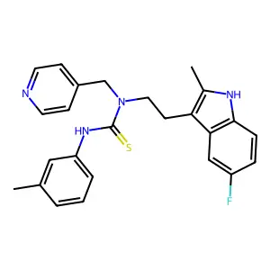 1-(2-(5-fluoro-2-methyl-1H-indol-3-yl)ethyl)-1-(pyridin-4-ylmethyl)-3-(m-tolyl)thiourea structure
