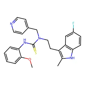 1-[2-(5-fluoro-2-methyl-1H-indol-3-yl)ethyl]-3-(2-methoxyphenyl)-1-(pyridin-4-ylmethyl)thiourea structure