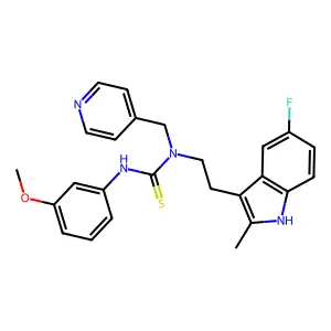 1-[2-(5-fluoro-2-methyl-1H-indol-3-yl)ethyl]-3-(3-methoxyphenyl)-1-(pyridin-4-ylmethyl)thiourea structure