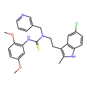 1-[2-(5-chloro-2-methyl-1H-indol-3-yl)ethyl]-3-(2,5-dimethoxyphenyl)-1-(pyridin-3-ylmethyl)thiourea structure