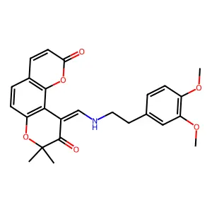 (10Z)-10-({[2-(3,4-dimethoxyphenyl)ethyl]amino}methylidene)-8,8-dimethyl-2H,8H-pyrano[2,3-f]chromene-2,9(10H)-dione structure