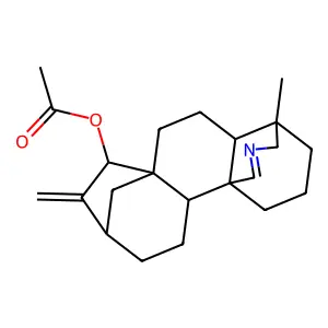 (12-methyl-6-methylidene-14-azapentacyclo[10.3.3.15,8.01,11.02,8]nonadec-14-en-7-yl) acetate structure