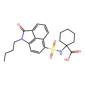 1-[(1-butyl-2-oxobenzo[cd]indol-6-yl)sulfonylamino]cyclohexane-1-carboxylic acid structure