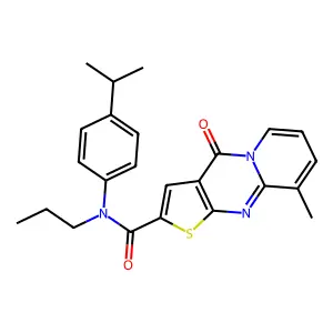 10-methyl-2-oxo-N-(4-propan-2-ylphenyl)-N-propyl-6-thia-1,8-diazatricyclo[7.4.0.03,7]trideca-3(7),4,8,10,12-pentaene-5-carboxamide structure