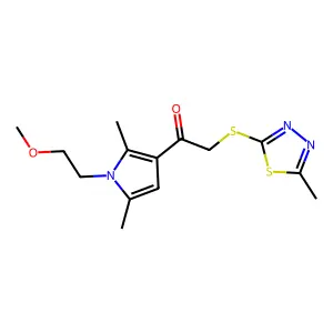 1-[1-(2-methoxyethyl)-2,5-dimethylpyrrol-3-yl]-2-[(5-methyl-1,3,4-thiadiazol-2-yl)sulfanyl]ethanone structure