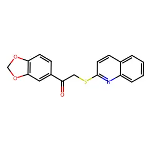 1-(1,3-benzodioxol-5-yl)-2-quinolin-2-ylsulfanylethanone structure