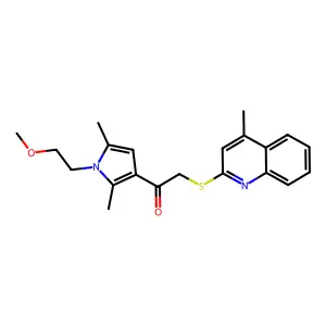 1-[1-(2-methoxyethyl)-2,5-dimethylpyrrol-3-yl]-2-(4-methylquinolin-2-yl)sulfanylethanone structure