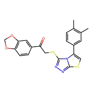 1-(1,3-benzodioxol-5-yl)-2-[[5-(3,4-dimethylphenyl)-[1,3]thiazolo[2,3-c][1,2,4]triazol-3-yl]sulfanyl]ethanone structure