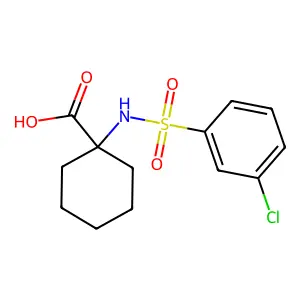 1-[(3-chlorophenyl)sulfonylamino]cyclohexane-1-carboxylic acid structure