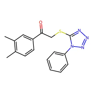 1-(3,4-dimethylphenyl)-2-(1-phenyltetrazol-5-yl)sulfanylethanone structure