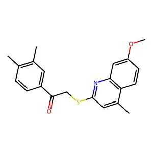 1-(3,4-dimethylphenyl)-2-(7-methoxy-4-methylquinolin-2-yl)sulfanylethanone structure