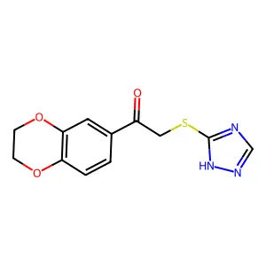 1-(2,3-dihydro-1,4-benzodioxin-6-yl)-2-(1H-1,2,4-triazol-5-ylsulfanyl)ethanone structure