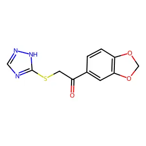 1-(1,3-benzodioxol-5-yl)-2-(1H-1,2,4-triazol-5-ylsulfanyl)ethanone structure
