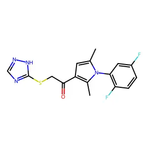 1-[1-(2,5-difluorophenyl)-2,5-dimethylpyrrol-3-yl]-2-(1H-1,2,4-triazol-5-ylsulfanyl)ethanone structure