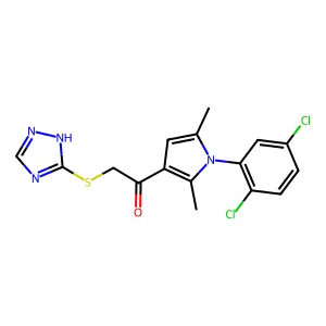 1-[1-(2,5-dichlorophenyl)-2,5-dimethylpyrrol-3-yl]-2-(1H-1,2,4-triazol-5-ylsulfanyl)ethanone structure