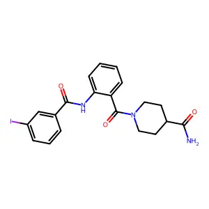 1-[(2-{[(3-iodophenyl)carbonyl]amino}phenyl)carbonyl]piperidine-4-carboxamide structure