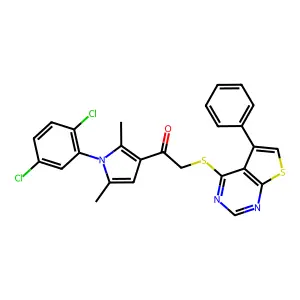 1-[1-(2,5-dichlorophenyl)-2,5-dimethylpyrrol-3-yl]-2-(5-phenylthieno[2,3-d]pyrimidin-4-yl)sulfanylethanone structure